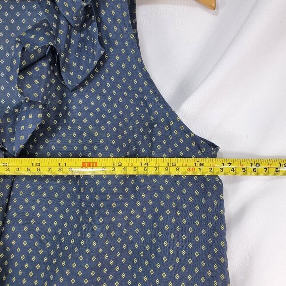 Gap Women's Blue Blouse Top Ikat Sleeveless Cotton Silk Button Size XS - Picture 9 of 10